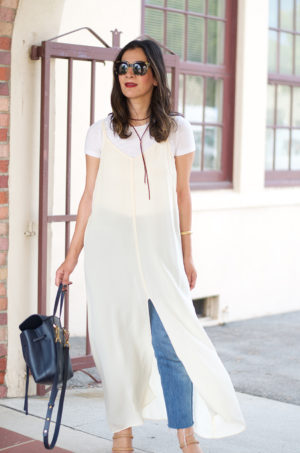 How to Wear a Slip Dress Over Tee Trend
