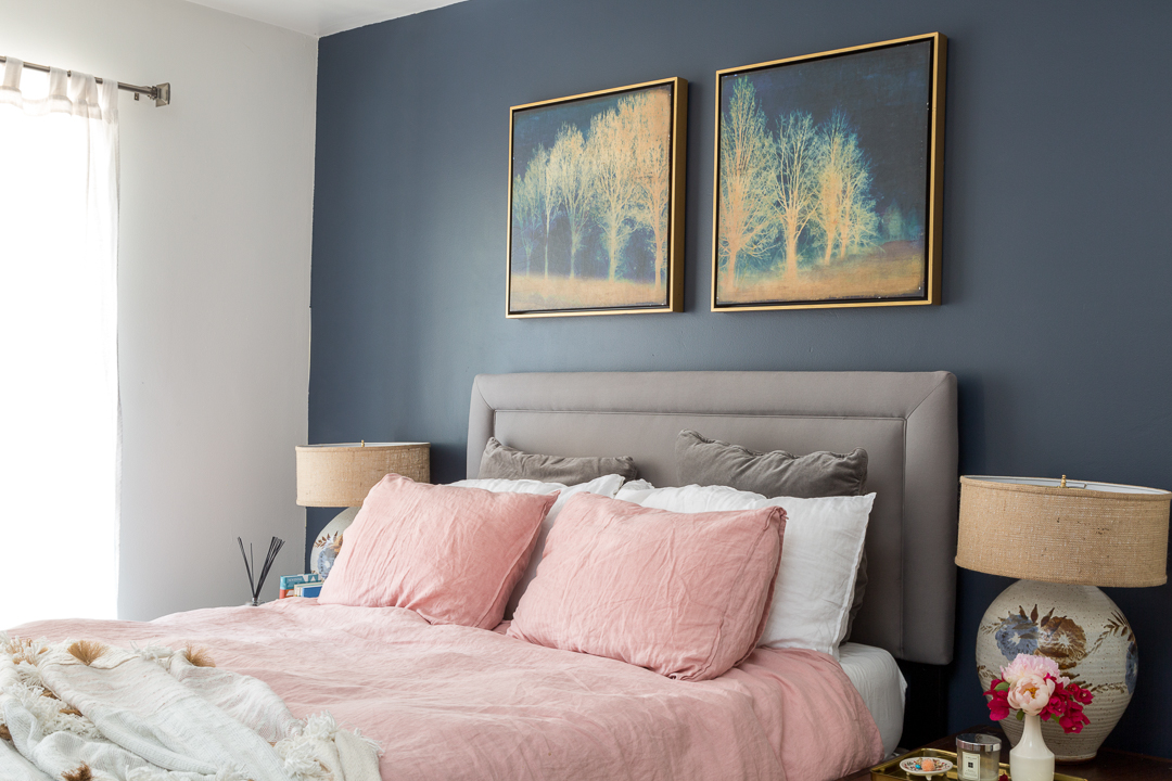 Navy Blue And Pink Bedroom Decor
